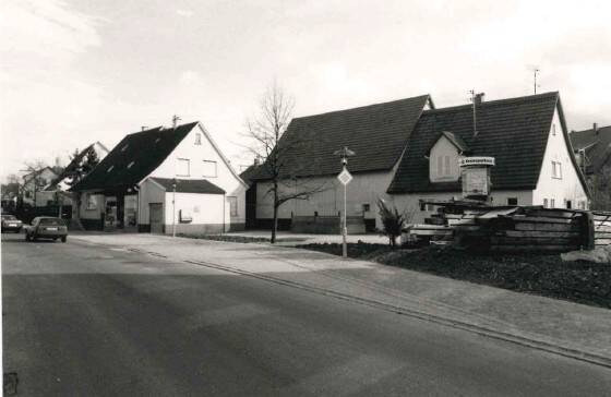 Eine straßenansicht mit mehreren freistehenden Häusern und geparkten Autos in einer ländlichen Umgebung.